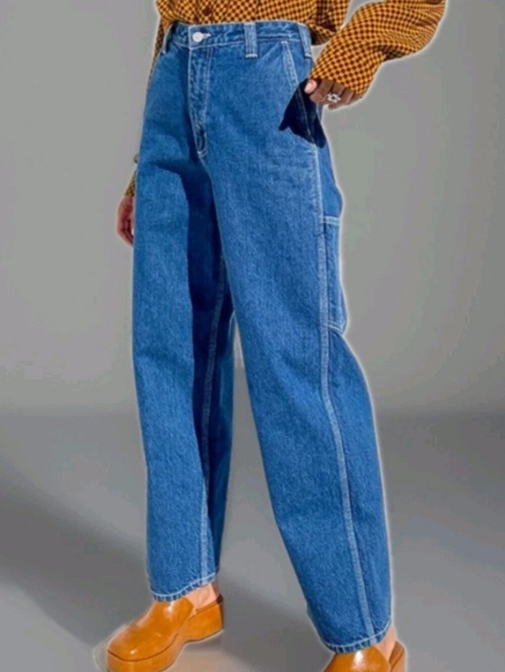 Lisa Says Gah Woman 8 Wide Leg Jeans Indigo Stone Washed Rigid Denim 30/30" Nwt